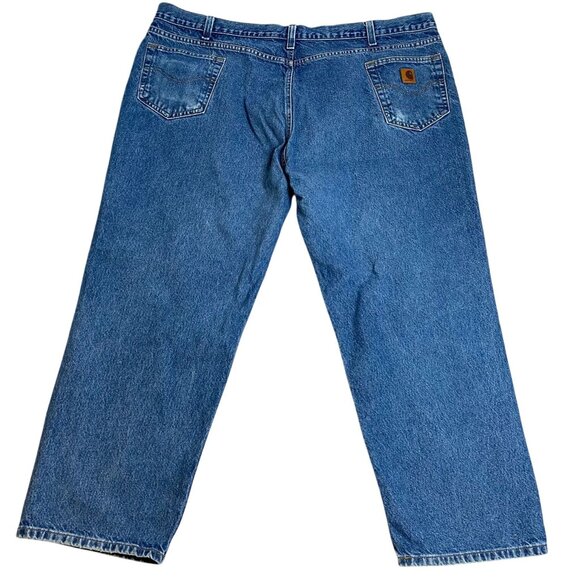 Carhartt Men's Jeans 50x30 Relaxed Fit Blue Denim 100% Cotton Durable Workwear - Picture 2 of 11